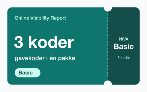 Kupongkort for Online Visibility Report: 3 gavekoder for Basic-rapporter.