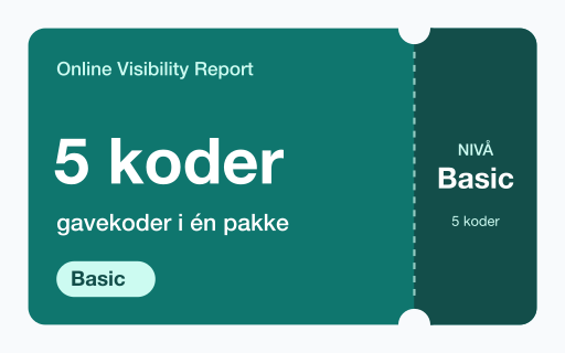 Kupongkort for Online Visibility Report: 5 gavekoder for Basic-rapporter.