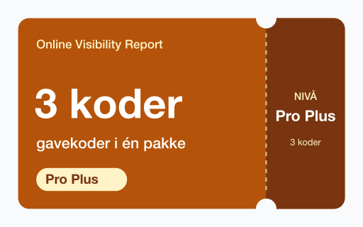 Kupongkort for Online Visibility Report: 3 gavekoder for Pro Plus-rapporter.