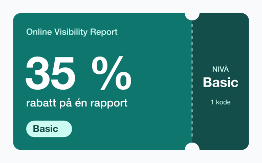 Kupongkort for Online Visibility Report: 35 % rabatt på én Basic-rapport.